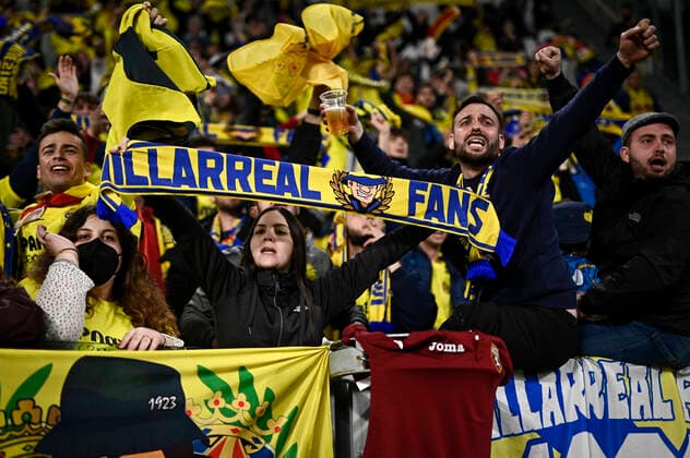 Juventus FC v Villarreal CF - UEFA Champions League Fans of Villarreal CF show their support during the UEFA Champions League round of sixteen second leg football match between Juventus FC and Villarreal CF. Turin Italy Copyright: xNicolòxCampox