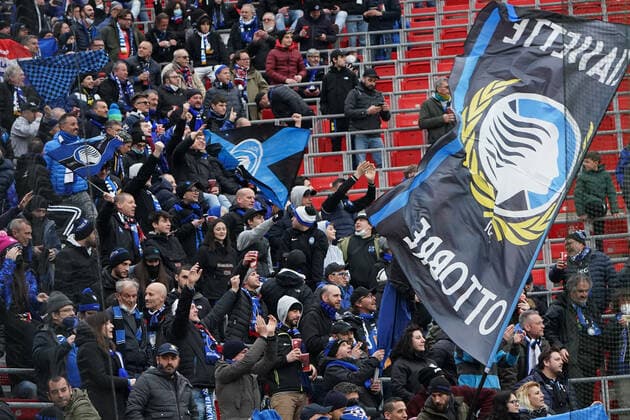 GER, UEFA EL Bayer 04 Leverkusen GER vs Atalanta Bergamo ITA 17 03 2022, BayArena, Leverkusen, Europalegue, Grouphase, Matchday 5, GER, UEFA EL Bayer 04 Leverkusen GER vs Atalanta Bergamo ITA , in picture fans Bergamo nordphotoxGmBHx xMeuter nph00351
