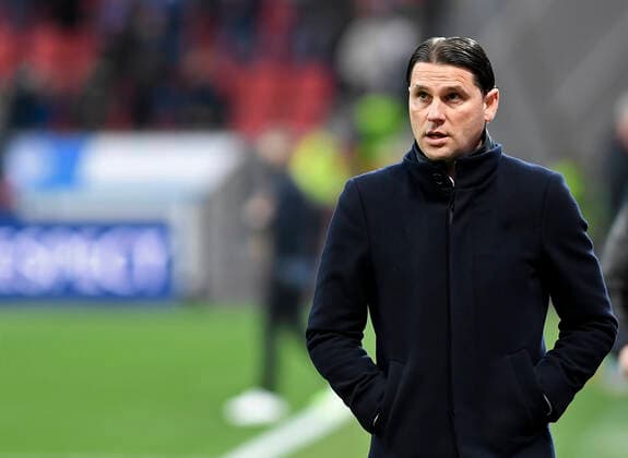 17 03 2022, Leverkusen, Germany, BayArena, Bayer 04 Leverkusen vs Atalanta Bergamo UEFA Europa League Round of 16, coach Gerardo Seoane Bayer 04 Leverkusen looks photo Ralf Treese Leverkusen BayArena North Rhine Westphalia Germany  521_LEVATA20220317_001 Treese-521