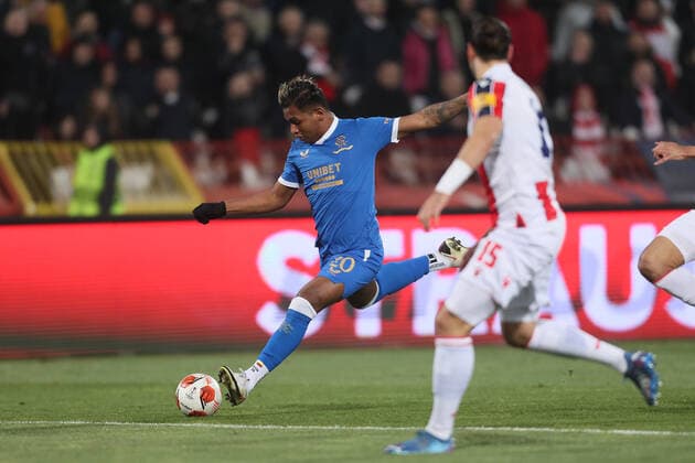 Rangers Alfredo Morelos football Crvena zvezda Red star vs Glasgow Rangers UEFA Europa League match, Rajko Mitic stadium, Belgrade 17.03.2022. Photo: Marko Metlas MN PRESS MarkoxMetlas 