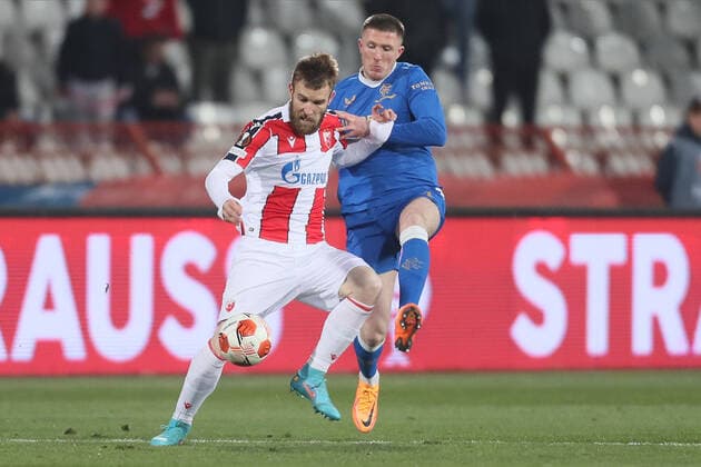 Aleksandar Katai football Crvena zvezda Red star vs Glasgow Rangers UEFA Europa League match, Rajko Mitic stadium, Belgrade 17.03.2022. Photo: Marko Metlas MN PRESS MarkoxMetlas 