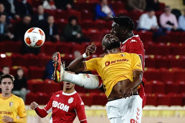 Axel Disasi (AS Monaco) - Al Musrati (Braga) FOOTBALL : AS Monaco vs Braga - 8 eme de finale retour Europa League - Monaco - 17 03 2022 NorbertScanella Panoramic 