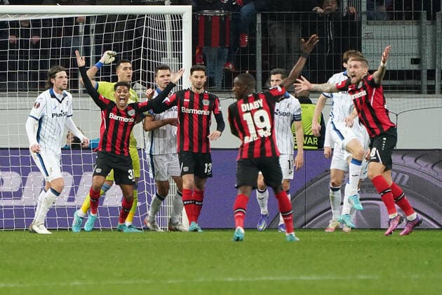 GER, UEFA EL Bayer 04 Leverkusen GER vs Atalanta Bergamo ITA 17 03 2022, BayArena, Leverkusen, Europalegue, Grouphase, Matchday 5, GER, UEFA EL Bayer 04 Leverkusen GER vs Atalanta Bergamo ITA , in picture Leverkusen complains fopulspiel nordphotoxGmBHx xMeuter nph00351