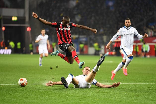 Leverkusen, Germany - 17 March 2022: Moussa Diaby. The match of UEFA Europa League Bayer Leverkusen vs Atalanta Bergamo Copyright: xVITALIIxKLIUIEVx