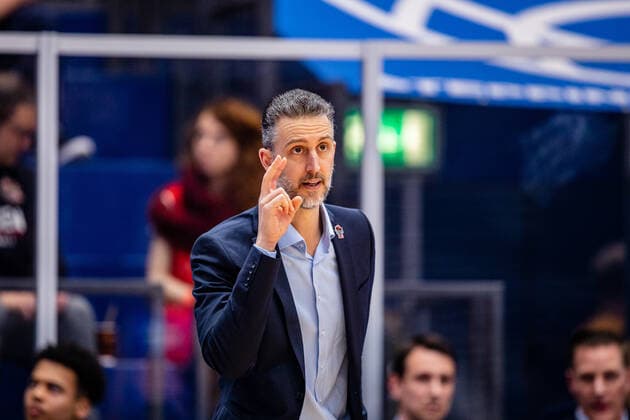 BB 1BL Syntainics MBC JobStairs Giessen 46er coach Pete Strobl 46er during the match season 2021 2022 men in the EasyCredit Bundesliga between Syntainics MBC and JobStairs Giessen 46er at Stadthalle Weissenfels on 17 March 2022 in Weissenfels, Saxony Anhalt, Germany