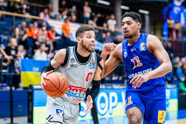 BB 1BL Syntainics MBC JobStairs Giessen 46er Kendale Deshawn Mccullum 46er , Kostja Mushidi Syntainics MBC during the match season 2021 2022 men in the EasyCredit Bundesliga between Syntainics MBC and JobStairs Giessen 46er at Stadthalle Weissenfels on 17 March 2022 in Weissenfels, Sachsen Anhalt, Germany