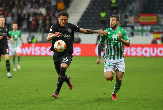 17 03 2022, Football UEFA Europa League, Eintracht Frankfurt Real Betis Sevilla, emonline, emspor, v l , Lucas Silva Melo Tuta Eintracht Frankfurt , Aitor Ruibal Real Betis Sevilla DFL DFB REGULATIONS PROHIBIT ANY USE OF PHOTOGRAPHS AS IMAGE SEQUENCES AND OR QUASI VIDEO xdcx Copyright: HMBxMedia
