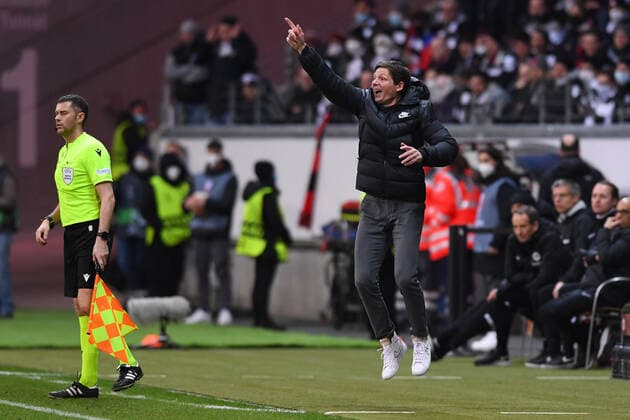Soccer Europa League Round of 16 Eintracht Frankfurt Betis Sevilla on 17 03 2022 at Deutsche Bank Park in Frankfurt Oliver Glasner coach head coach Frankfurt xHDx