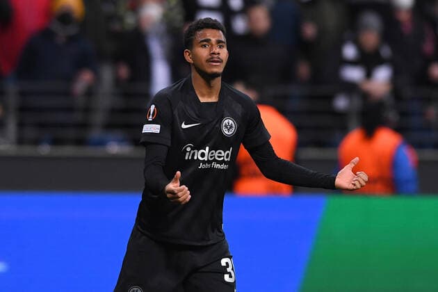 Soccer Europa League Round of 16 Eintracht Frankfurt Betis Sevilla on 17 03 2022 at Deutsche Bank Park in Frankfurt Ansgar Knauff Frankfurt disappointed xHDx