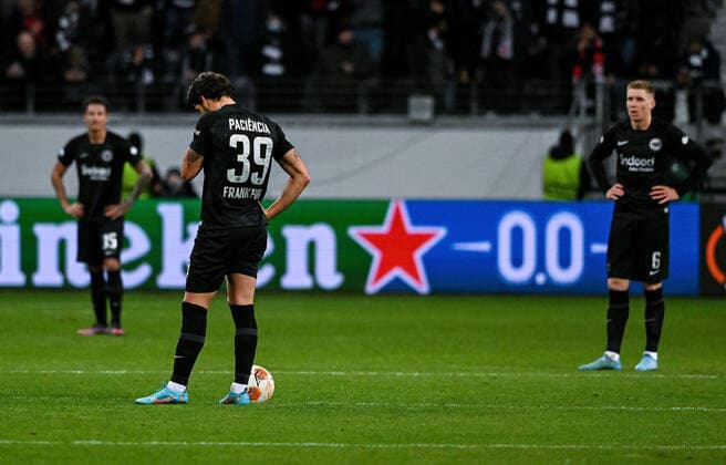 17 03 2022, xpsx, football UEFA Europa League, Eintracht Frankfurt Real Betis Sevilla v l disappointment Goncalo Paciencia Eintracht Frankfurt DFL DFB REGULATES PROHIBIT ANY USE OF PHOTOGRAPHS as IMAGE SEQUENCES and or QUASI VIDEO emspor Frankfurt