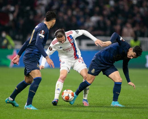 March 17, 2022, Lyon, France: Maxence Caqueret of Olympique Lyonnais during the UEFA Europa League, Round of 16, 2nd leg football match between Olympique Lyonnais (Lyon) and FC Porto on March 17, 2022 at Groupama stadium in Decines-Charpieu near Lyon, France. football Europa League match - Olympique Lyonnais vs FC Porto, Lyon, France  - ZUMAl164 20220317_zsa_l164_177 Copyright: xNderimxKacelix