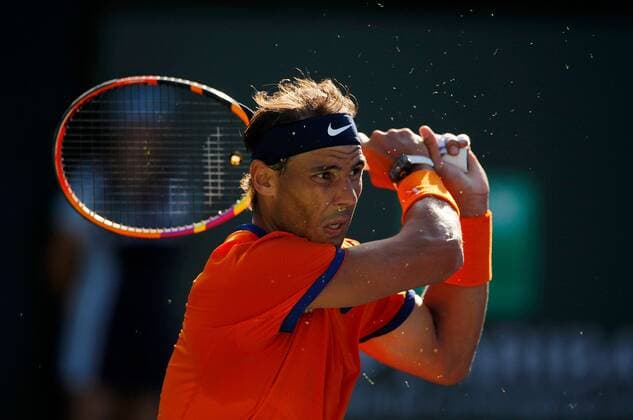 Mandatory Credit: Photo by Ella Ling Shutterstock (12849404bs) Rafael Nadal of Spain in action BNP Paribas Open, Tennis, Day 9, Indian Wells Tennis Garden, California, USA - 17 Mar 2022 BNP Paribas Open, Tennis, Day 9, Indian Wells Tennis Garden, California, USA - 17 Mar 2022  Copyright: xEllaxLing Shutterstockx 12849404bs