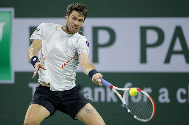 Mandatory Credit: Photo by Ella Ling Shutterstock (12849404dm) Cameron Norrie of GBR in action BNP Paribas Open, Tennis, Day 9, Indian Wells Tennis Garden, California, USA - 17 Mar 2022 BNP Paribas Open, Tennis, Day 9, Indian Wells Tennis Garden, California, USA - 17 Mar 2022  Copyright: xEllaxLing Shutterstockx 12849404dm
