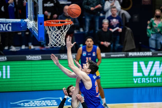 BB 1BL Syntainics MBC JobStairs Giessen 46er Gorna Huskic Syntainics MBC during the match season 2021 2022 men in the EasyCredit Bundesliga between Syntainics MBC and JobStairs Giessen 46er at Stadthalle Weissenfels on 17 March 2022 in Weissenfels, Sachsen Anhalt, Germany