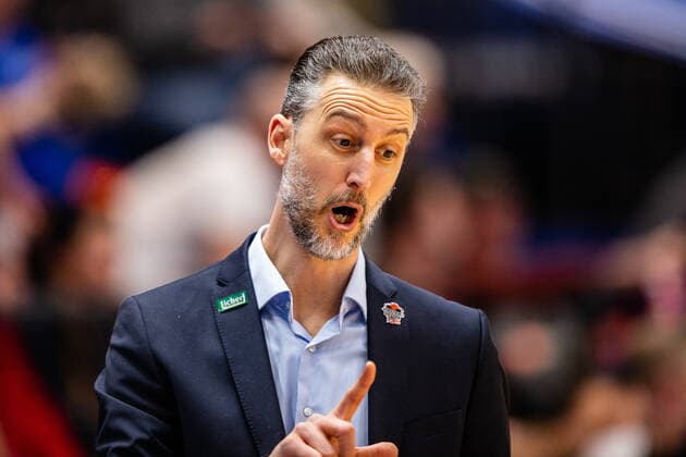 BB 1BL Syntainics MBC JobStairs Giessen 46er coach Pete Strobl 46er during the match season 2021 2022 men in the EasyCredit Bundesliga between Syntainics MBC and JobStairs Giessen 46er at Stadthalle Weissenfels on 17 March 2022 in Weissenfels, Saxony Anhalt, Germany