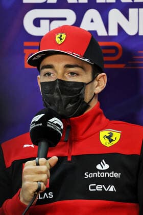 LECLERC Charles (mco), Scuderia Ferrari F1-75, portrait press conference, PK, Pressekonferenz during the Formula 1 Gulf Air Bahrain Grand Prix 2022, 1st round of the 2022 FIA Formula One World Championship, WM, Weltmeisterschaft on the Bahrain International Circuit, from March 18 to 20, 2022 in Sakhir, Bahrain - F1 - BAHRAIN GRAND PRIX 2022 DPPI Panoramic 016A3904