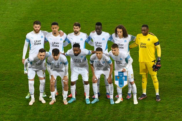 V v l n r Pol Lirola, Cengiz Uender, Cedric Bakambu, Amine Harit, Valentin Rongier, OM, H v l n r Duje Caleta Car, William Saliba, Luan Peres, Pape Geye, Goalkeeper Steve Mandanda, OM, Starting eleven, FC Basel Olympique de Marseille, Europa Conference League, Football, 17 03 2022