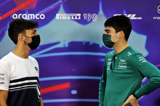 GASLY Pierre (fra), Scuderia AlphaTauri AT03, portrait STROLL Lance (can), Aston Martin F1 Team AMR22, portrait press conference, PK, Pressekonferenz during the Formula 1 Gulf Air Bahrain Grand Prix 2022, 1st round of the 2022 FIA Formula One World Championship, WM, Weltmeisterschaft on the Bahrain International Circuit, from March 18 to 20, 2022 in Sakhir, Bahrain - F1 - BAHRAIN GRAND PRIX 2022 DPPI Panoramic PressCon2ED_008