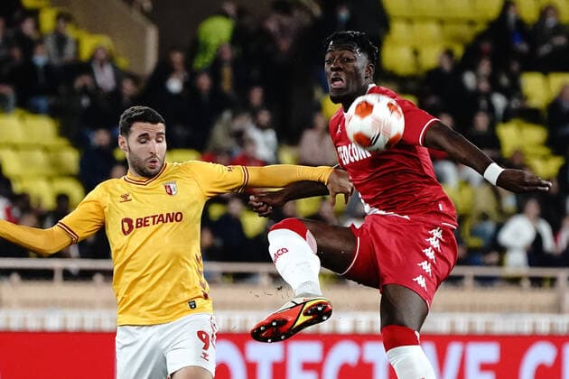 Axel Disasi (AS Monaco) - Abel Ruiz (Braga) FOOTBALL : AS Monaco vs Braga - 8 eme de finale retour Europa League - Monaco - 17 03 2022 NorbertScanella Panoramic 