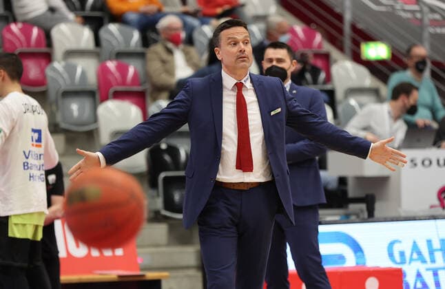Bonn, Germany 18 03 2022, Telekom Dome, Basketball Bundesliga, 26 Matchday, BBL, Telekom Baskets Bonn vs Medi Bayreuth, Head Coach Raoul Korner Bayreuth