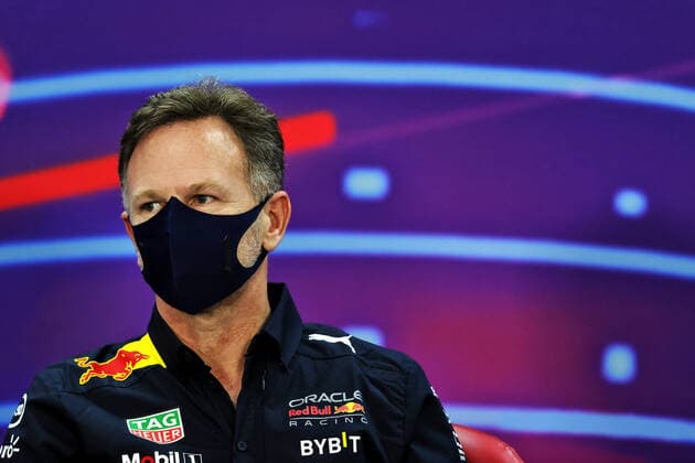 HORNER Christian (gbr), Team Principal of Red Bull Racing, portrait press conference, PK, Pressekonferenz during the Formula 1 Gulf Air Bahrain Grand Prix 2022, 1st round of the 2022 FIA Formula One World Championship, WM, Weltmeisterschaft on the Bahrain International Circuit, from March 18 to 20, 2022 in Sakhir, Bahrain - F1 - BAHRAIN GRAND PRIX 2022 DPPI Panoramic  MOY25064