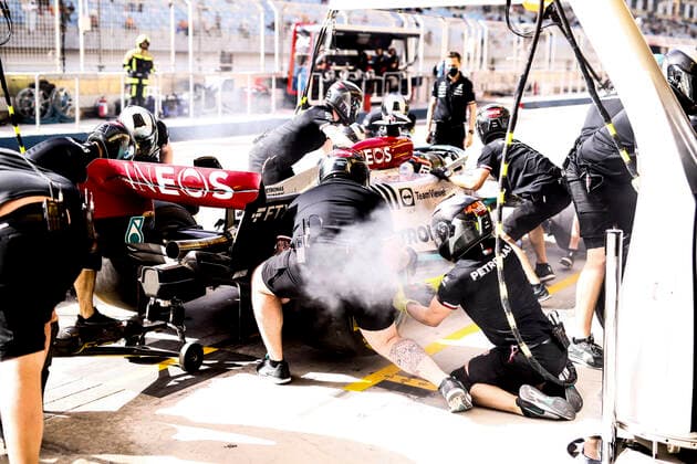 63 George Russell GBR, Mercedes AMG Petronas F1 Team , F1 Grand Prix of Bahrain at Bahrain International Circuit on March 19, 2022 in Sakhir, Bahrain Photo by HOCH ZWEI Sakhir Bahrain