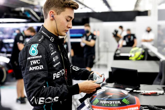 63 George Russell GBR, Mercedes AMG Petronas F1 Team , F1 Grand Prix of Bahrain at Bahrain International Circuit on March 19, 2022 in Sakhir, Bahrain Photo by HOCH ZWEI Sakhir Bahrain