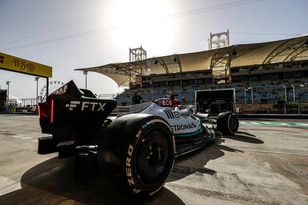 63 George Russell GBR, Mercedes AMG Petronas F1 Team , F1 Grand Prix of Bahrain at Bahrain International Circuit on March 19, 2022 in Sakhir, Bahrain Photo by HOCH ZWEI Sakhir Bahrain