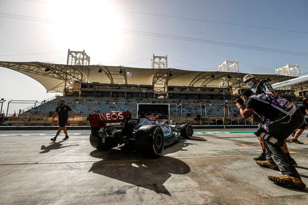 63 George Russell GBR, Mercedes AMG Petronas F1 Team , F1 Grand Prix of Bahrain at Bahrain International Circuit on March 19, 2022 in Sakhir, Bahrain Photo by HOCH ZWEI Sakhir Bahrain