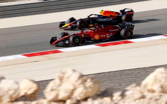 16 Charles Leclerc MCO, Scuderia Ferrari , 11 Sergio Perez MEX, Oracle Red Bull Racing , F1 Grand Prix of Bahrain at Bahrain International Circuit on March 19, 2022 in Sakhir, Bahrain Photo by HOCH ZWEI Sakhir Bahrain