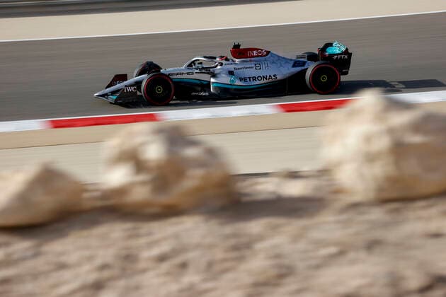 63 George Russell GBR, Mercedes AMG Petronas F1 Team , F1 Grand Prix of Bahrain at Bahrain International Circuit on March 19, 2022 in Sakhir, Bahrain Photo by HOCH ZWEI Sakhir Bahrain