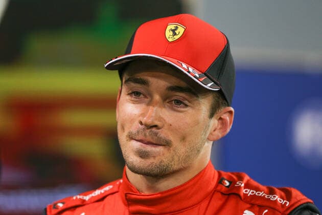 FORMULA 1 GULF AIR BAHRAIN GRAND PRIX 2022, 19 03 2022 Bahrain International Circuit, Sakhir, Bahrain on 19 March 2022 Charles Leclerc 16 (MON), Scuderia Ferrari F1-75 pole position media interview during the FORMULA 1 GULF AIR BAHRAIN GRAND PRIX 2022, Phil Duncan Editorial Use Only Copyright: xPhilxDuncanx ESM-0409-0011