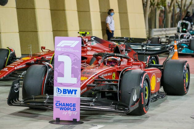 FORMULA 1 GULF AIR BAHRAIN GRAND PRIX 2022, 19 03 2022 Bahrain International Circuit, Sakhir, Bahrain on 19 March 2022 Charles Leclerc 16 (MON), Scuderia Ferrari F1-75 pole position during the FORMULA 1 GULF AIR BAHRAIN GRAND PRIX 2022, Phil Duncan Editorial Use Only Copyright: xPhilxDuncanx ESM-0409-0023