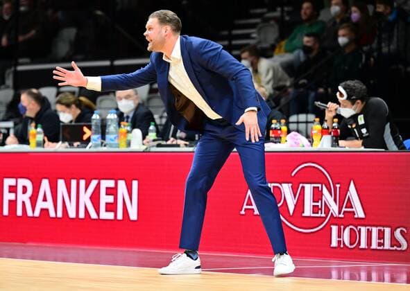 19 03 2022 Basketball Season 2021 2022 2 Bundesliga Pro A 30 Matchday Nürnberg Falcons Basketball Club NBC Römerstrom Gladiators Trier Vytautas Buzas Coach Headcoach Nürnberg Falcons BC NBC