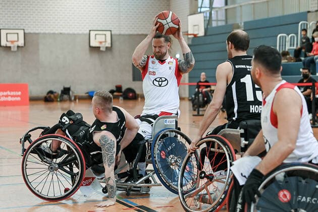 1 Wheelchair Basketball Bundesliga, RBC Koeln99ers vs Rhine River Rhinos, 19 03 2022 Joe Bestwick RBC Koeln99ers 8 , 1 Wheelchair Basketball Bundesliga, RBC Koeln99ers vs Rhine River Rhinos on 19 03 2022 in Sporthalle Bergischer Ring, in Cologne North Rhine Westphalia Copyright: xBEAUTIFULxSPORTS Mueller-Laschetx