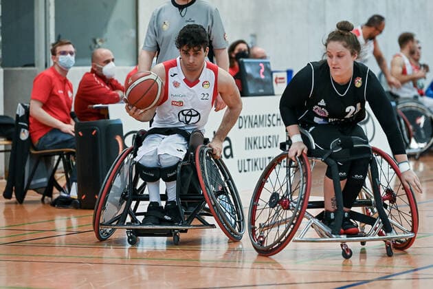 1 Wheelchair Basketball Bundesliga, RBC Koeln99ers vs Rhine River Rhinos, 19 03 2022 Paul Jachmich RBC Koeln99ers 22 , 1 Wheelchair Basketball Bundesliga, RBC Koeln99ers vs Rhine River Rhinos on 19 03 2022 in Sporthalle Bergischer Ring, in Cologne North Rhine Westphalia Copyright: xBEAUTIFULxSPORTS Mueller-Laschetx
