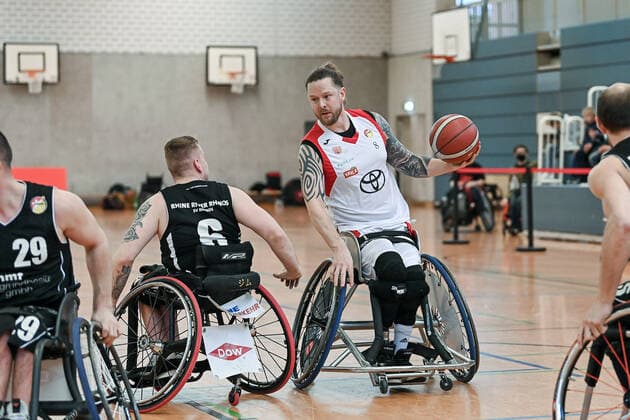 1 Wheelchair Basketball Bundesliga, RBC Koeln99ers vs Rhine River Rhinos, 19 03 2022 Joe Bestwick RBC Koeln99ers 8 , 1 Wheelchair Basketball Bundesliga, RBC Koeln99ers vs Rhine River Rhinos on 19 03 2022 in Sporthalle Bergischer Ring, in Cologne North Rhine Westphalia Copyright: xBEAUTIFULxSPORTS Mueller-Laschetx