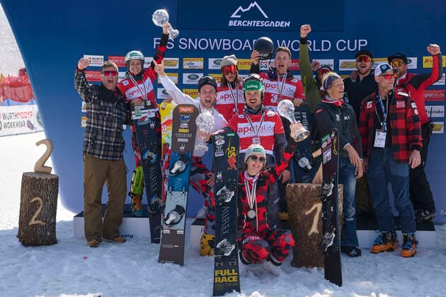 Berchtesgaden, Germany 20 March 2022 FIS Snowboard World Cup Final 2021 2022 Parallel Slalom Berchtesgaden 20 03 2022 Winner Nations Cup Austria Oesterreich Bischofswiesen Götschen Bavaria Copyright: xFotostandx xWassmuthx