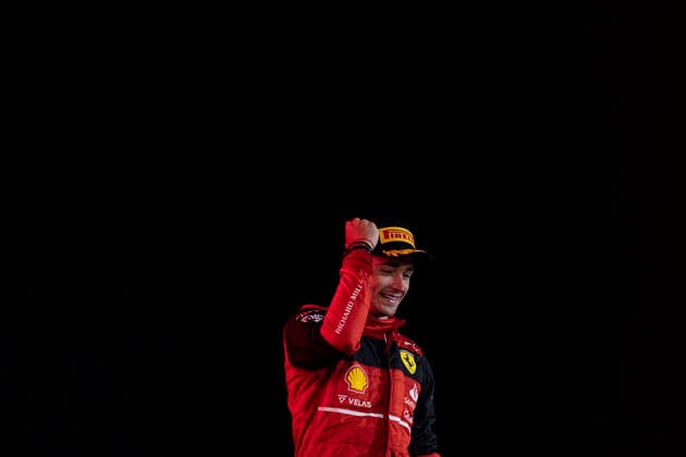 March 20, 2022, Sakhir, Bahrain: CHARLES LECLERC of Monaco and Scuderia Ferrari on the podium after winning the 2022 FIA Formula 1 Bahrain Grand Prix at Bahrain International Circuit in Sakhir, Bahrain. Sakhir Bahrain - ZUMAg147 20220320_zap_g147_003 Copyright: xJamesxGasperottix