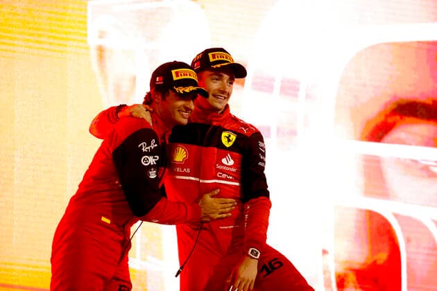 55 Carlos Sainz ESP, Scuderia Ferrari , 16 Charles Leclerc MCO, Scuderia Ferrari , F1 Grand Prix of Bahrain at Bahrain International Circuit on March 20, 2022 in Sakhir, Bahrain Photo by HOCH ZWEI Sakhir Bahrain