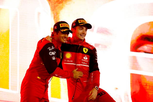 55 Carlos Sainz ESP, Scuderia Ferrari , 16 Charles Leclerc MCO, Scuderia Ferrari , F1 Grand Prix of Bahrain at Bahrain International Circuit on March 20, 2022 in Sakhir, Bahrain Photo by HOCH ZWEI Sakhir Bahrain