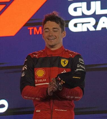 Formula 1 in Bahrain 2022 20 03 2022, Bahrain International Circuit, Sakhir, Formula 1 in Bahrain 2022 , in picture winner Charles Leclerc MCO , Scuderia Ferrari, 2 place for Carlos Sainz Jr ESP , Scuderia Ferrari, 3 place for Lewis Hamilton GBR , Mercedes AMG Petronas Formula One Team nordphotoxGmbHx xBratic nph00250