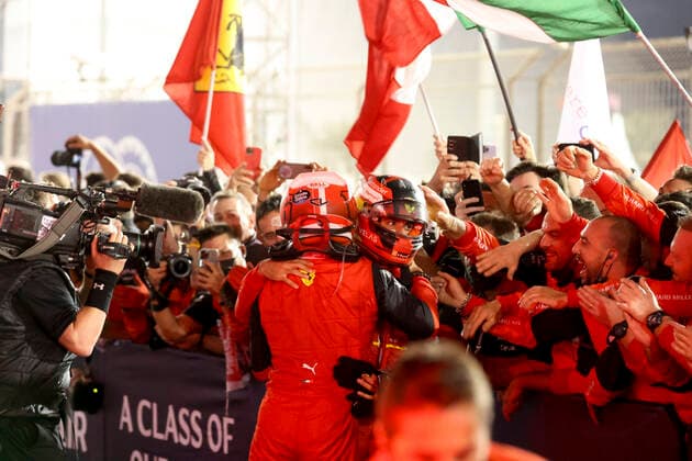 16 Charles Leclerc MCO, Scuderia Ferrari , 55 Carlos Sainz ESP, Scuderia Ferrari , F1 Grand Prix of Bahrain at Bahrain International Circuit on March 20, 2022 in Sakhir, Bahrain Photo by HOCH ZWEI Sakhir Bahrain