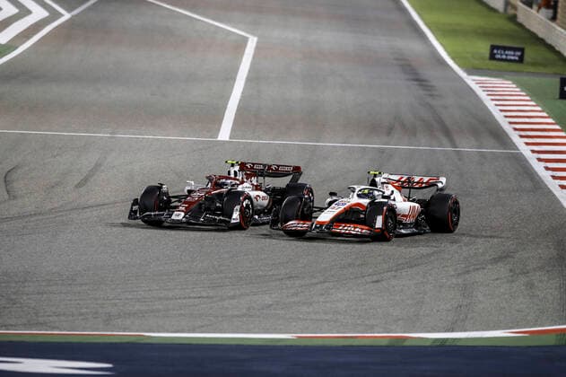 24 Guanyu Zhou CHN, Alfa Romeo F1 Team ORLEN , 47 Mick Schumacher DEU, Haas F1 Team , F1 Grand Prix of Bahrain at Bahrain International Circuit on March 20, 2022 in Sakhir, Bahrain Photo by HOCH ZWEI Sakhir Bahrain