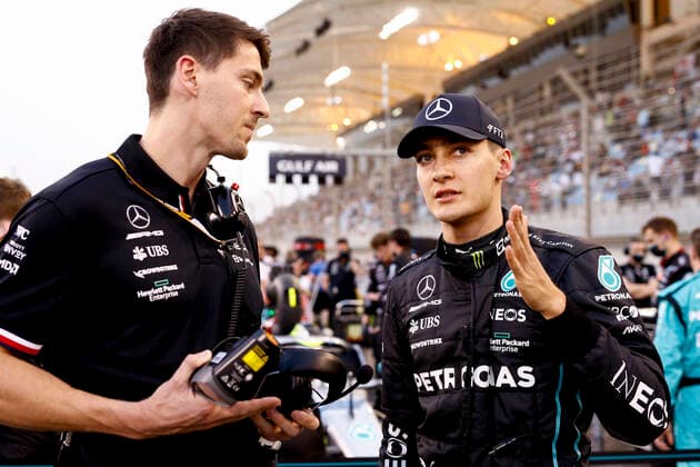 63 George Russell GBR, Mercedes AMG Petronas F1 Team , F1 Grand Prix of Bahrain at Bahrain International Circuit on March 20, 2022 in Sakhir, Bahrain Photo by HOCH ZWEI Sakhir Bahrain
