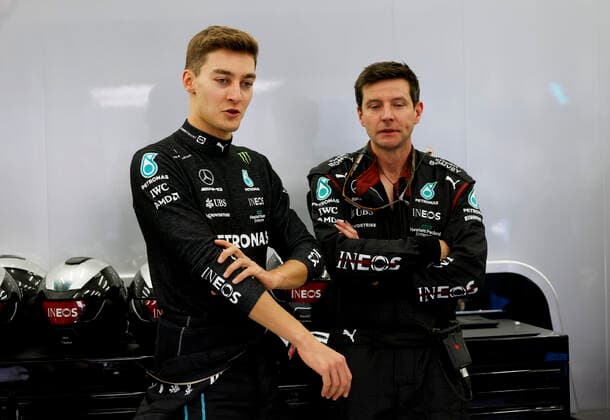 63 George Russell GBR, Mercedes AMG Petronas F1 Team , F1 Grand Prix of Bahrain at Bahrain International Circuit on March 20, 2022 in Sakhir, Bahrain Photo by HOCH ZWEI Sakhir Bahrain