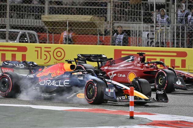 1 Max Verstappen NLD, Oracle Red Bull Racing , 16 Charles Leclerc MCO, Scuderia Ferrari , F1 Grand Prix of Bahrain at Bahrain International Circuit on March 20, 2022 in Sakhir, Bahrain Photo by HOCH ZWEI Sakhir Bahrain