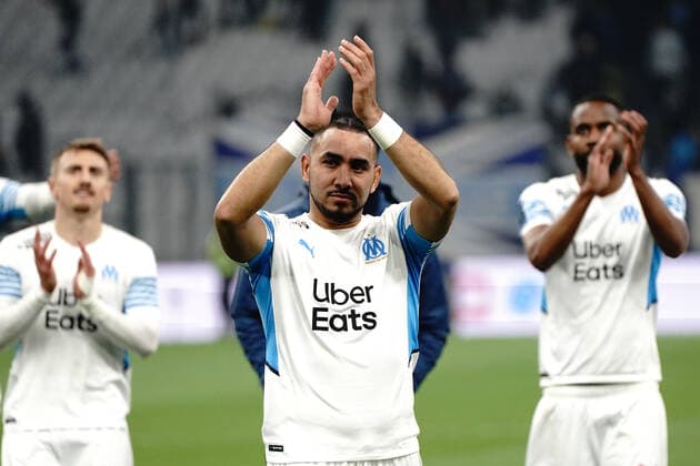 Joie - Dimitri Payet (Olympique de Marseille) FOOTBALL : Olympique de Marseille vs OGC Nice - Ligue 1 Uber Eats - Marseille - 20 03 2021 NorbertScanella Panoramic 
