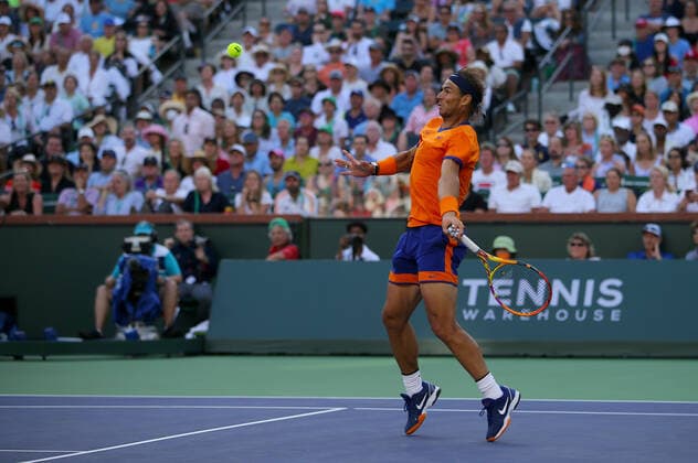 Mandatory Credit: Photo by Ella Ling Shutterstock (12853677bw) Rafael Nadal of Spain in action BNP Paribas Open, Tennis, Day 12, Indian Wells Tennis Garden, California, USA - 20 Mar 2022 BNP Paribas Open, Tennis, Day 12, Indian Wells Tennis Garden, California, USA - 20 Mar 2022 Copyright: xEllaxLing Shutterstockx 12853677bw