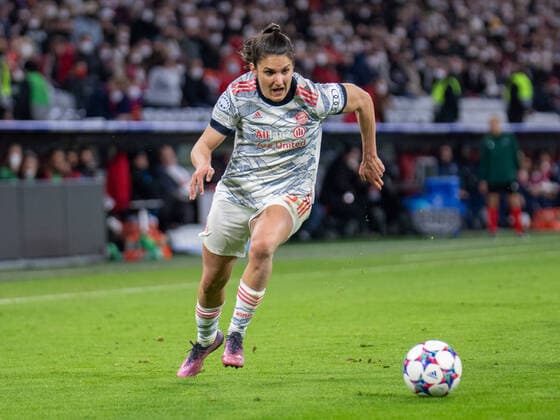 Jovana Damnjanovic 9 FC Bayern Munich in action during the UEFA Womens Champions League match FC Bayern Munich Paris Saint Germain on 22 03 2022 Munich Allianz Arena Bayern Germany